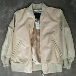 COACH Patent Leather Jacket 3/4 sleeve Beige ITALY NWT